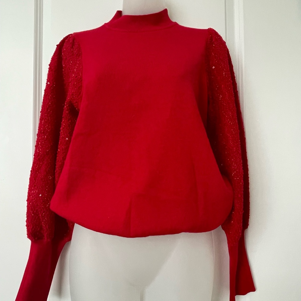 New Nanette Lepore red sweater with beading